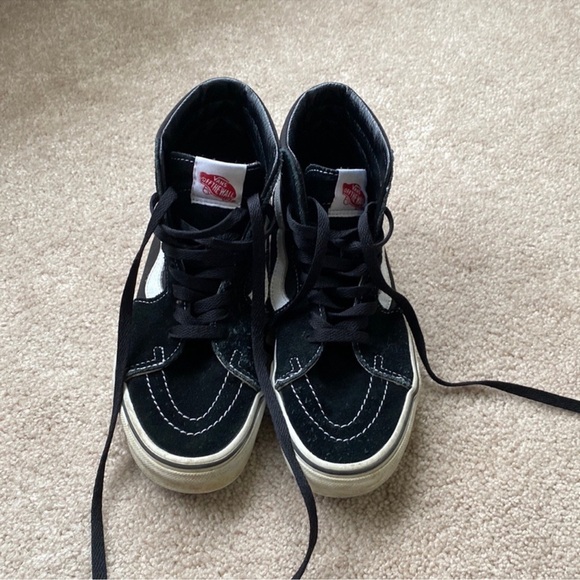 Vans High Top Sneakers Canvas Black Men 5.5 Women 7 - Picture 2 of 4